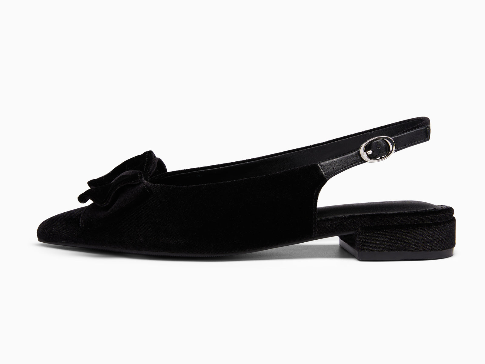 Coutgo Womens Black Pointed Toe Slingback Flats