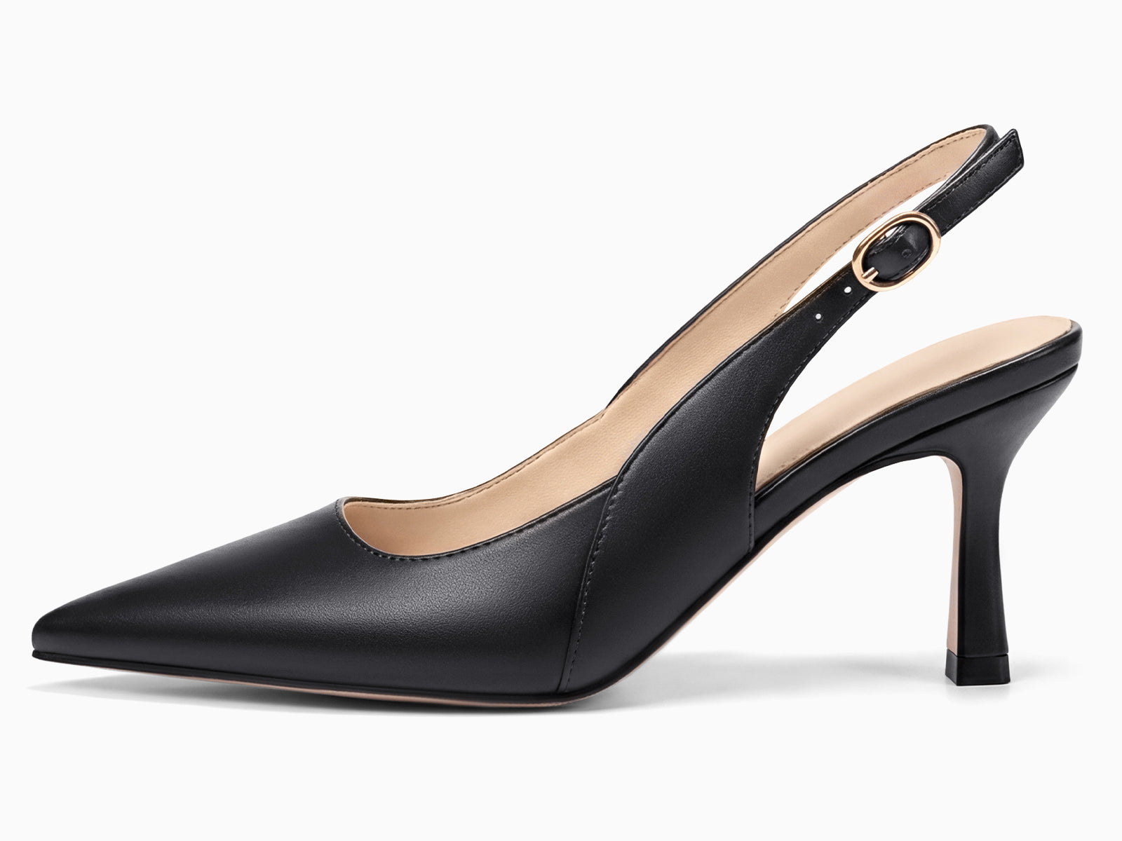 Coutgo Women's Black Slingback Kitten Heels