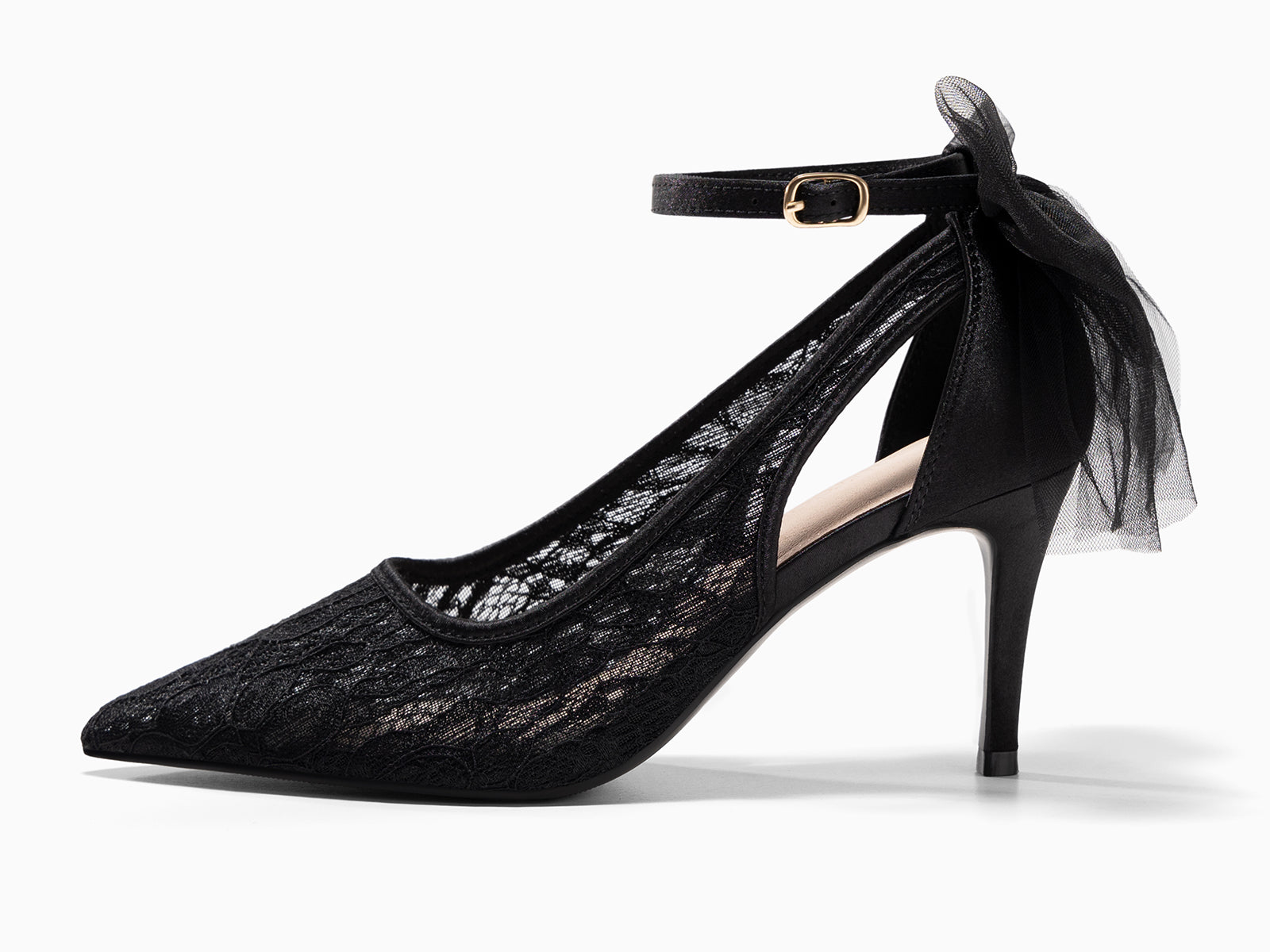 Coutgo Womens Black Lace High Heels