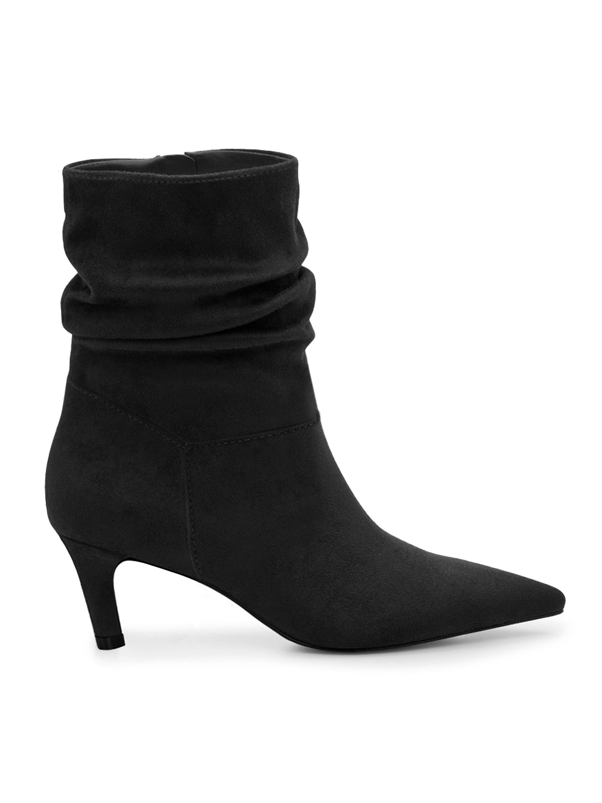 Coutgo Women Black Slouch Pointed Ankle Boots