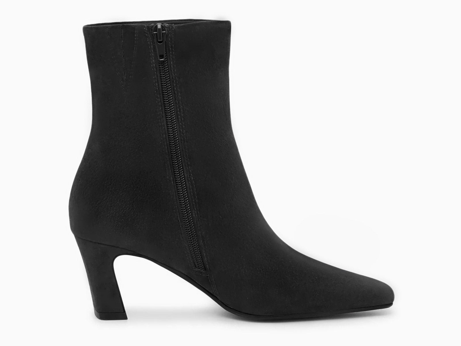 Coutgo Suede Black Square Toe Ankle Boots