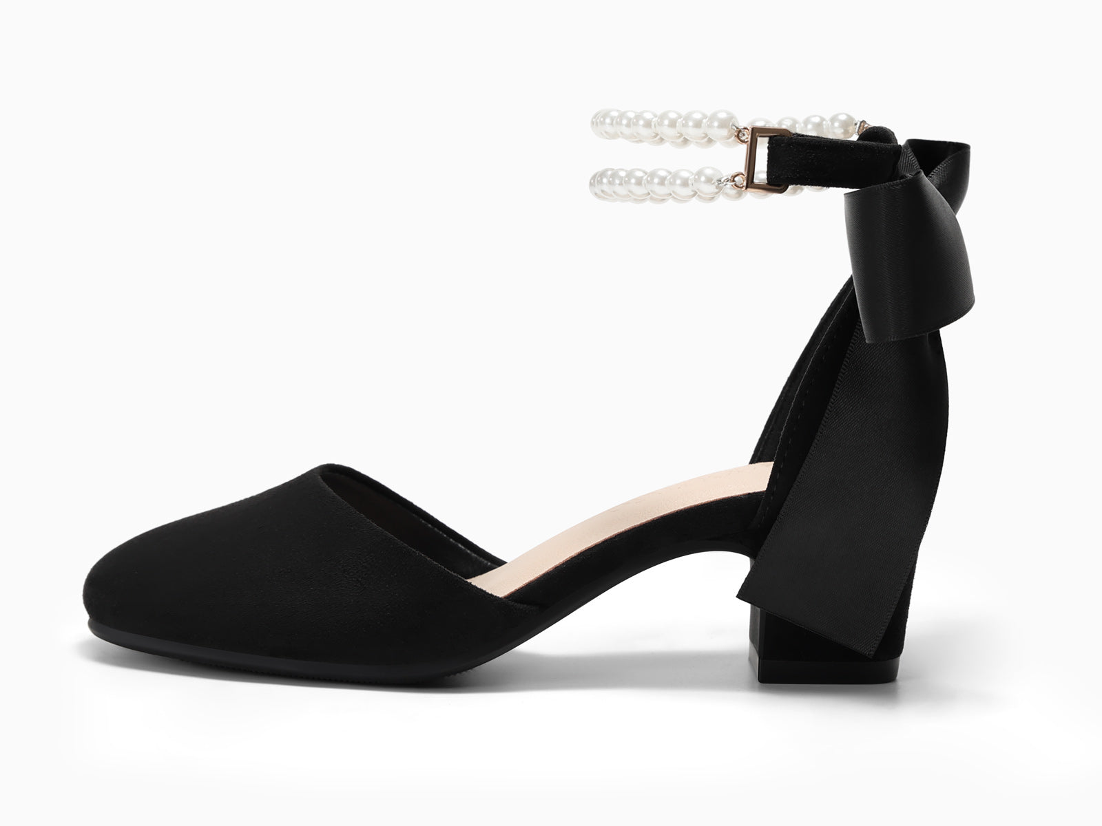 Coutgo Girls Black Suede Bow Pumps