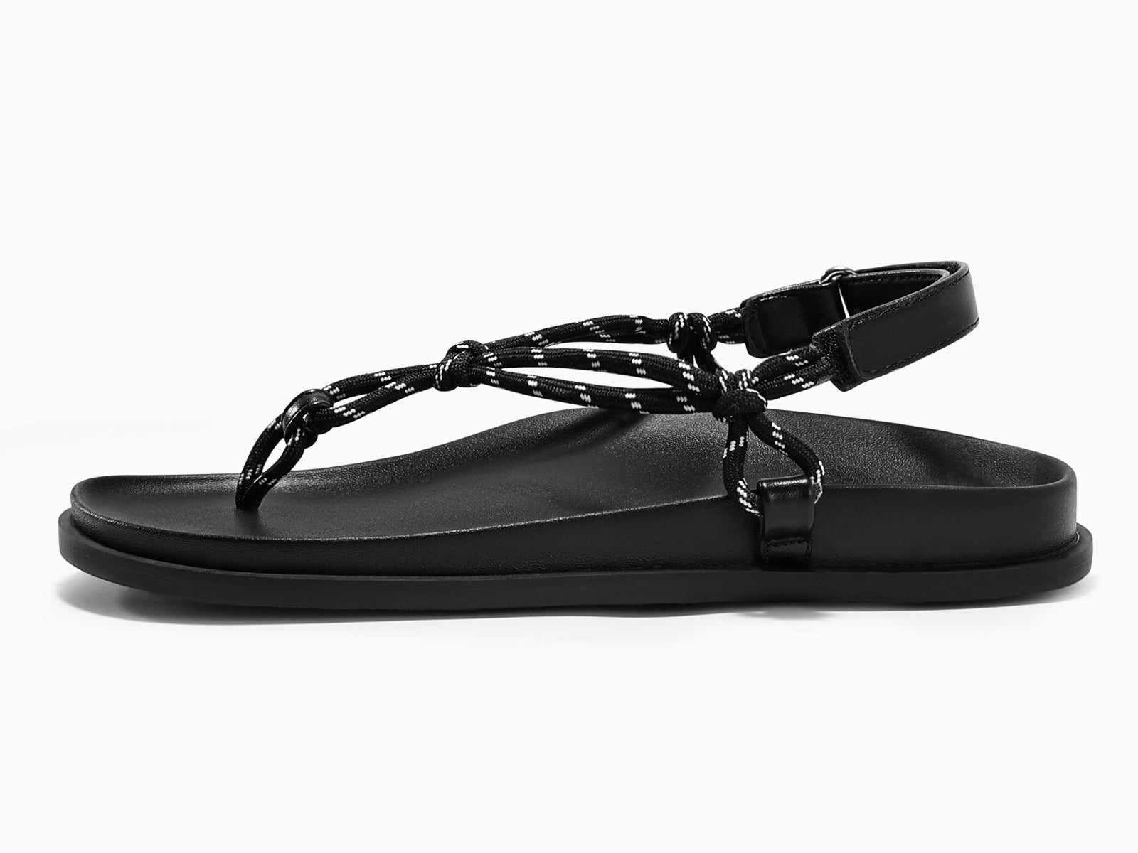 Coutgo Womens Black Flat Thong Sandals