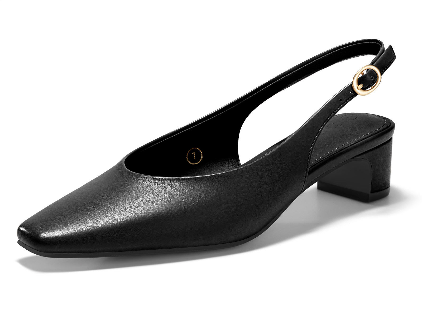 Coutgo Womens Black Chunky Low Heels