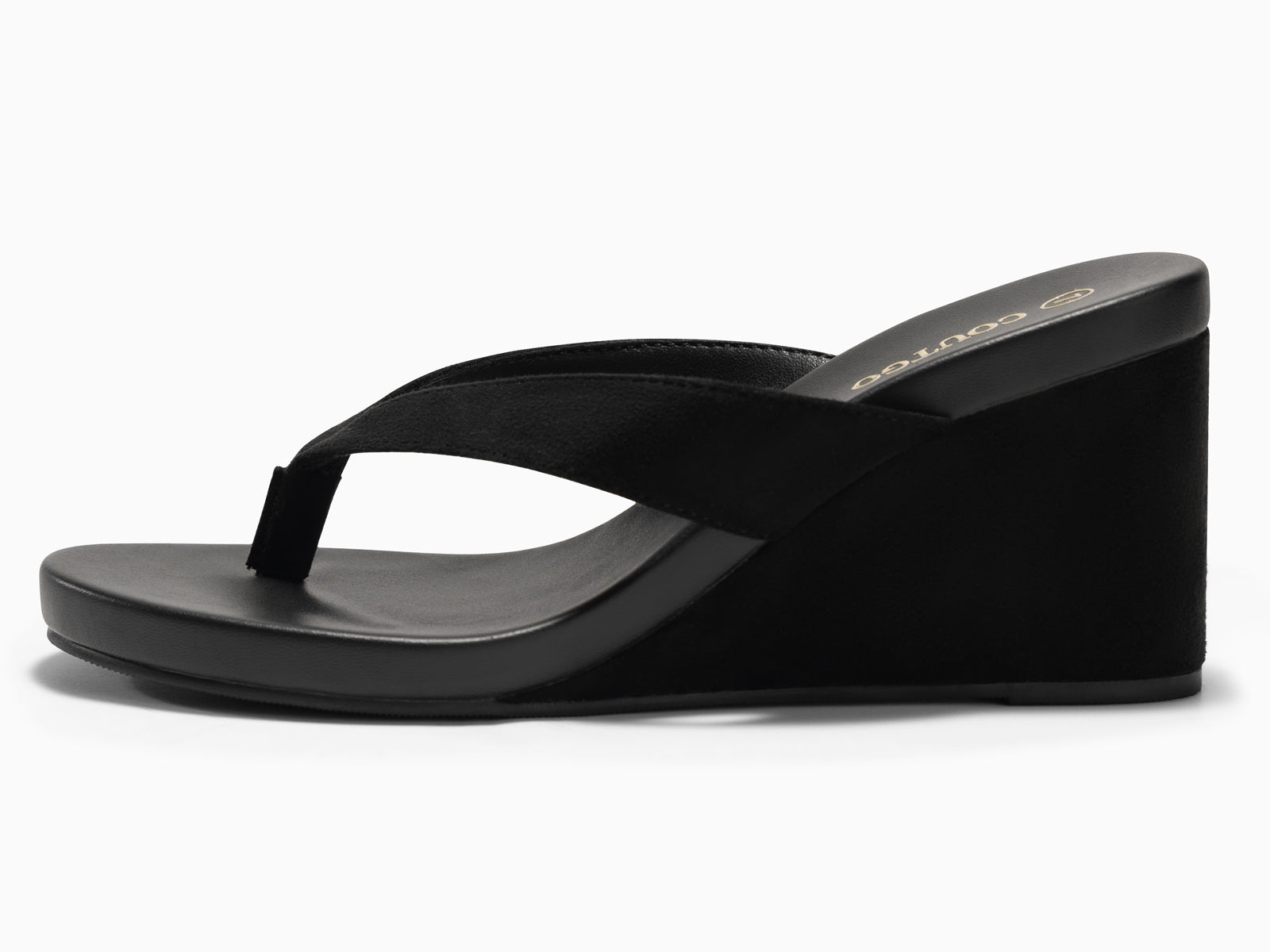 Coutgo Womens Black Wedge Heels Sandals