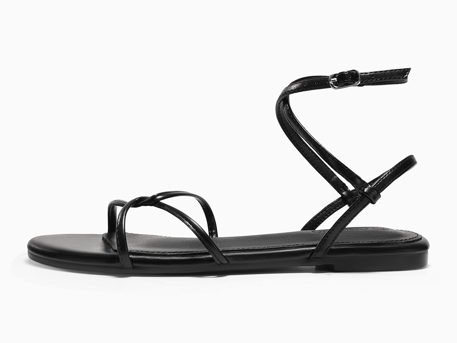 Coutgo Womens Black Flat Sandals