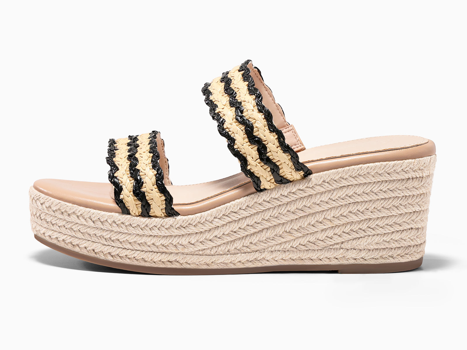 Coutgo Womens Black Platform Wedge Sandals