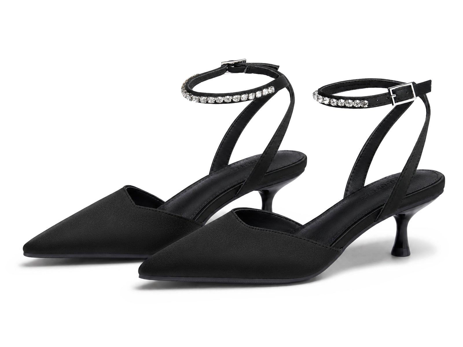 Coutgo Womens Black Low Kitten Heels