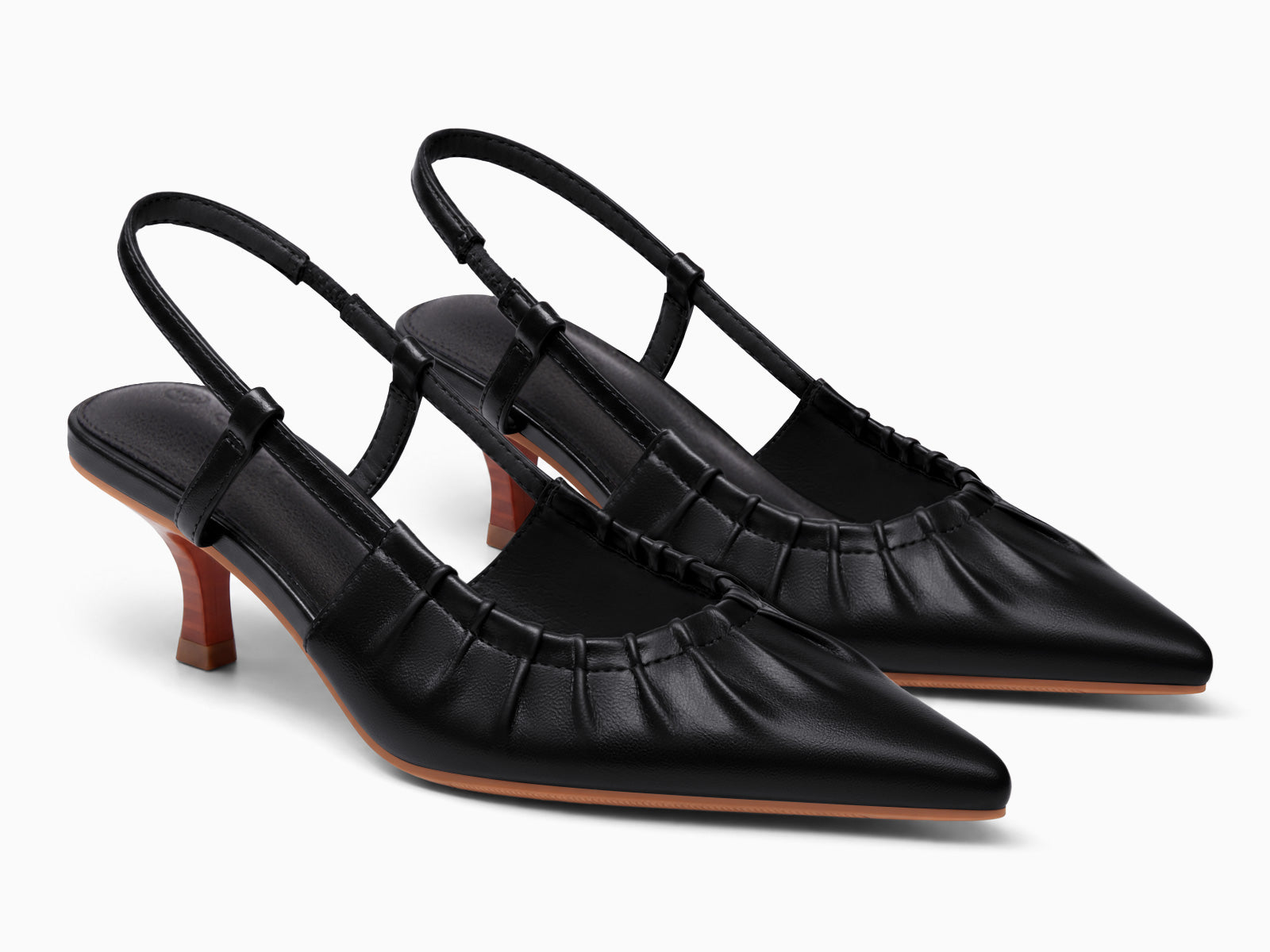 Coutgo Womens Black Slingback Kitten Low Heels