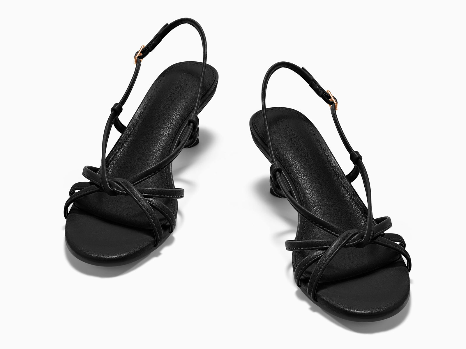 Coutgo Women’s Black Strappy Sandals Slingback Kitten