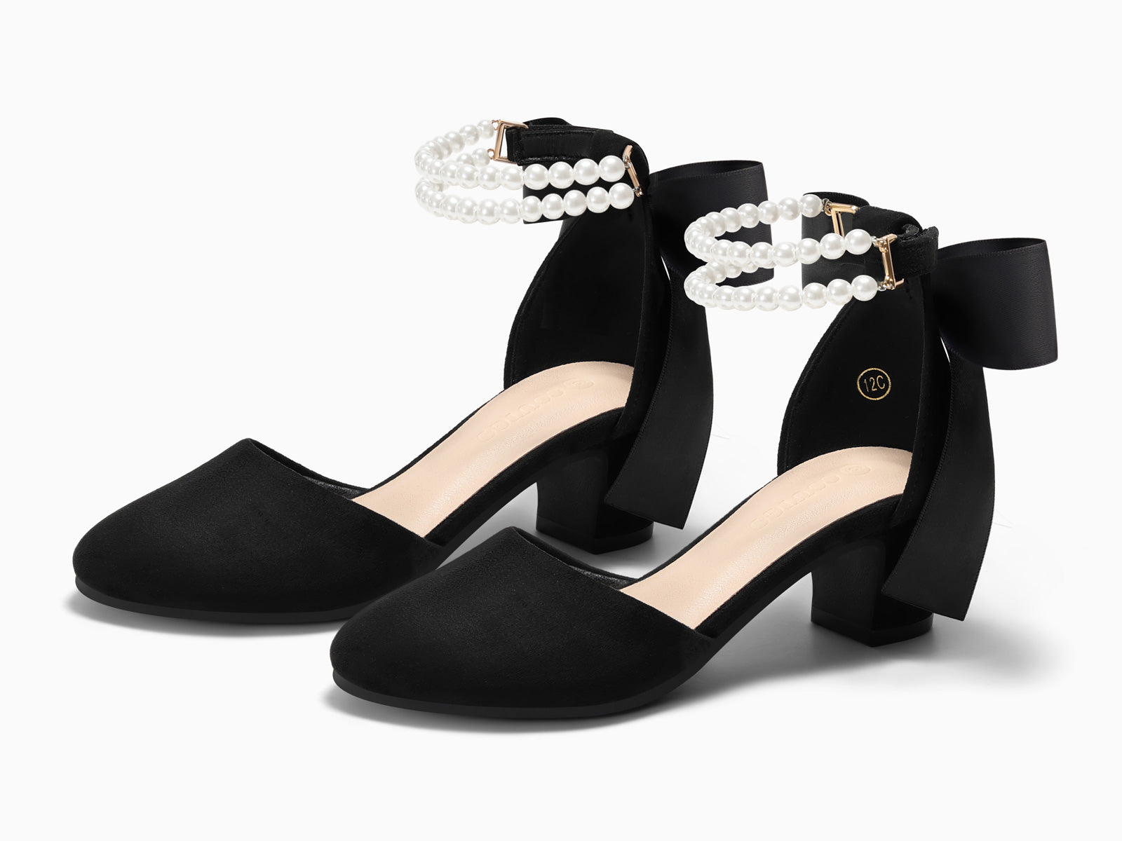 Coutgo Girls Black Suede Bow Pumps