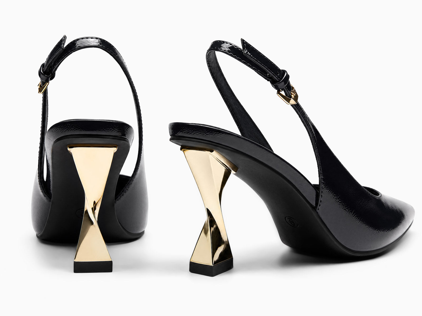 Coutgo Women's Black Kitten Slingback Heels