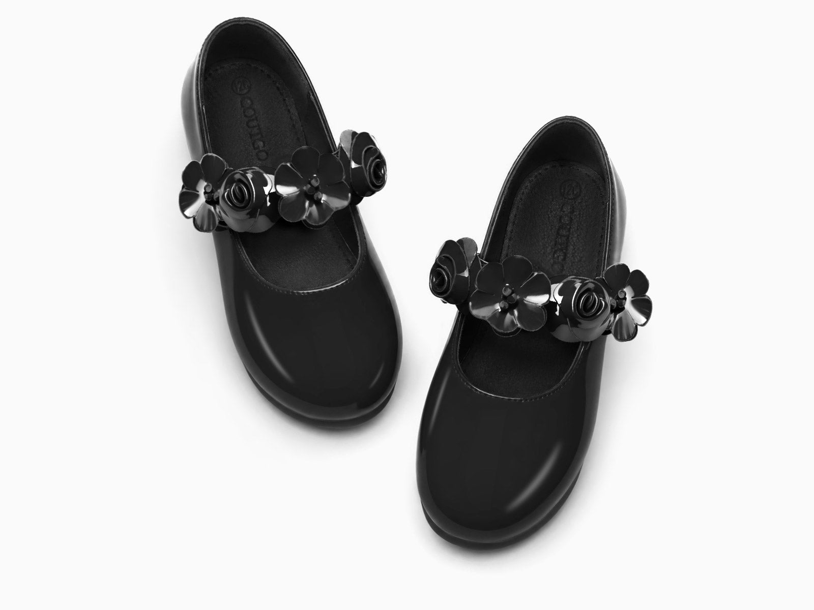 Coutgo Girls Cool Black Mary Jane Dress Shoes
