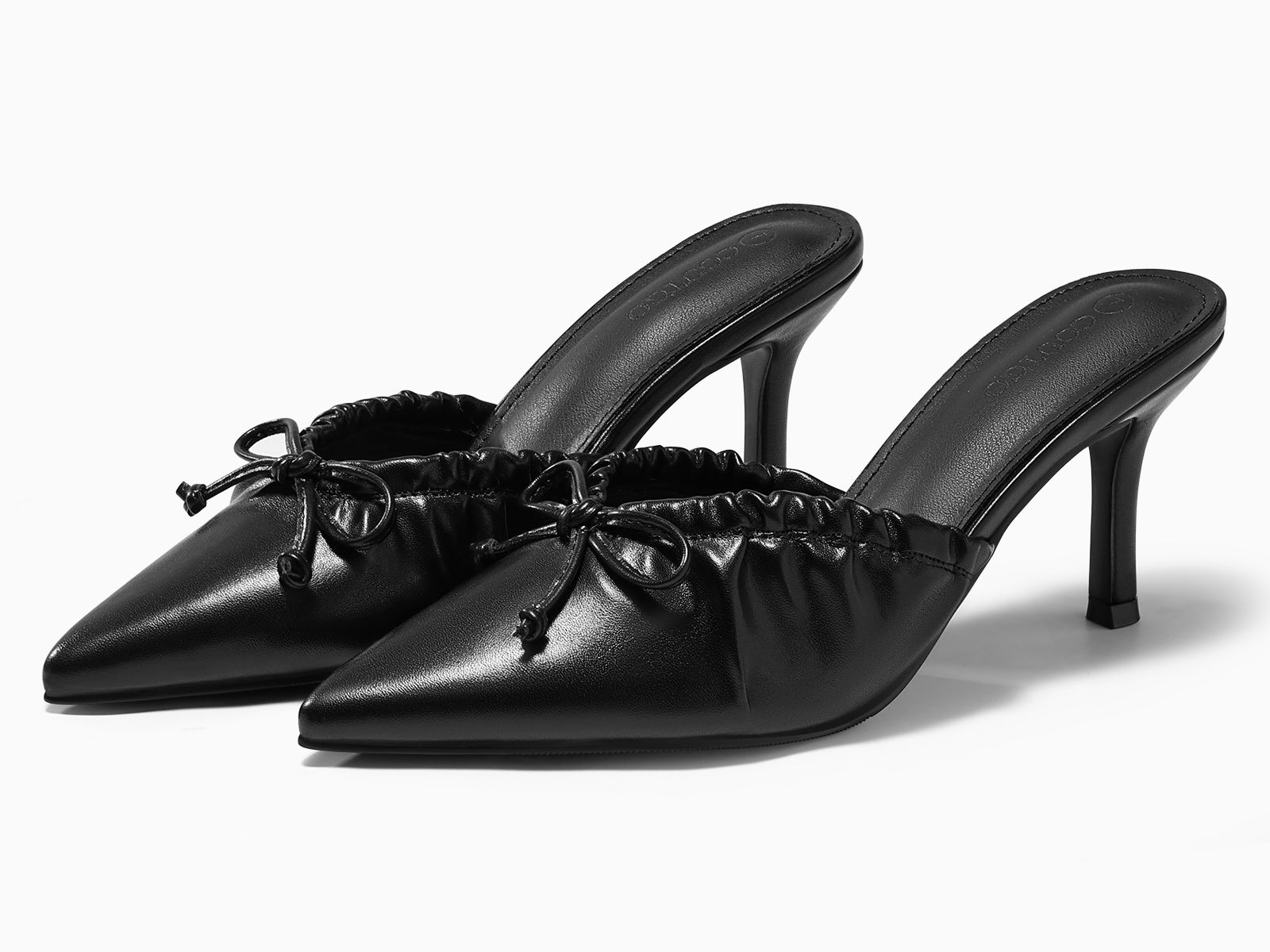 Coutgo Womens PU Black High Heels Pumps