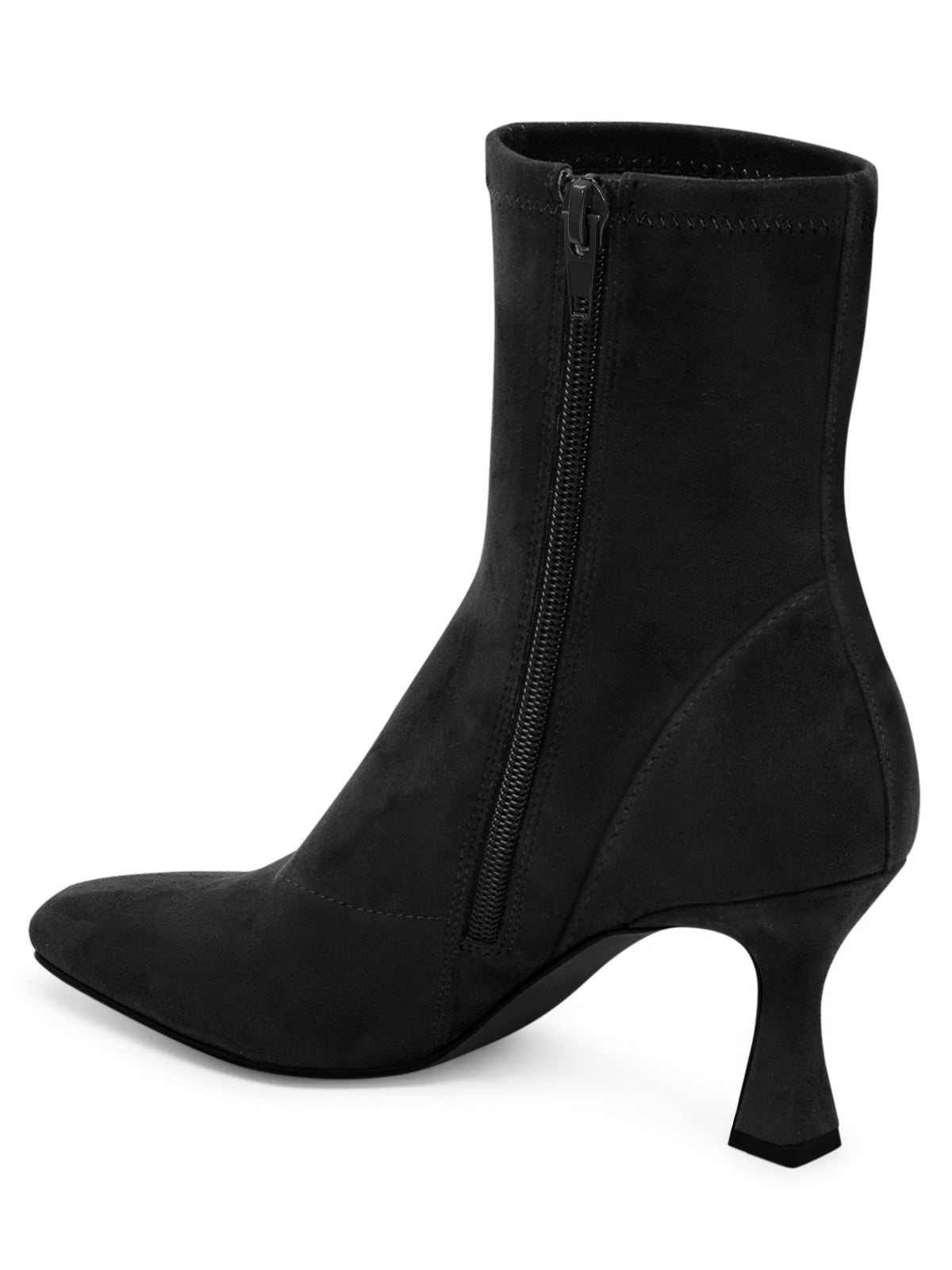 Coutgo Womens Suede Black Kitten Heel Booties