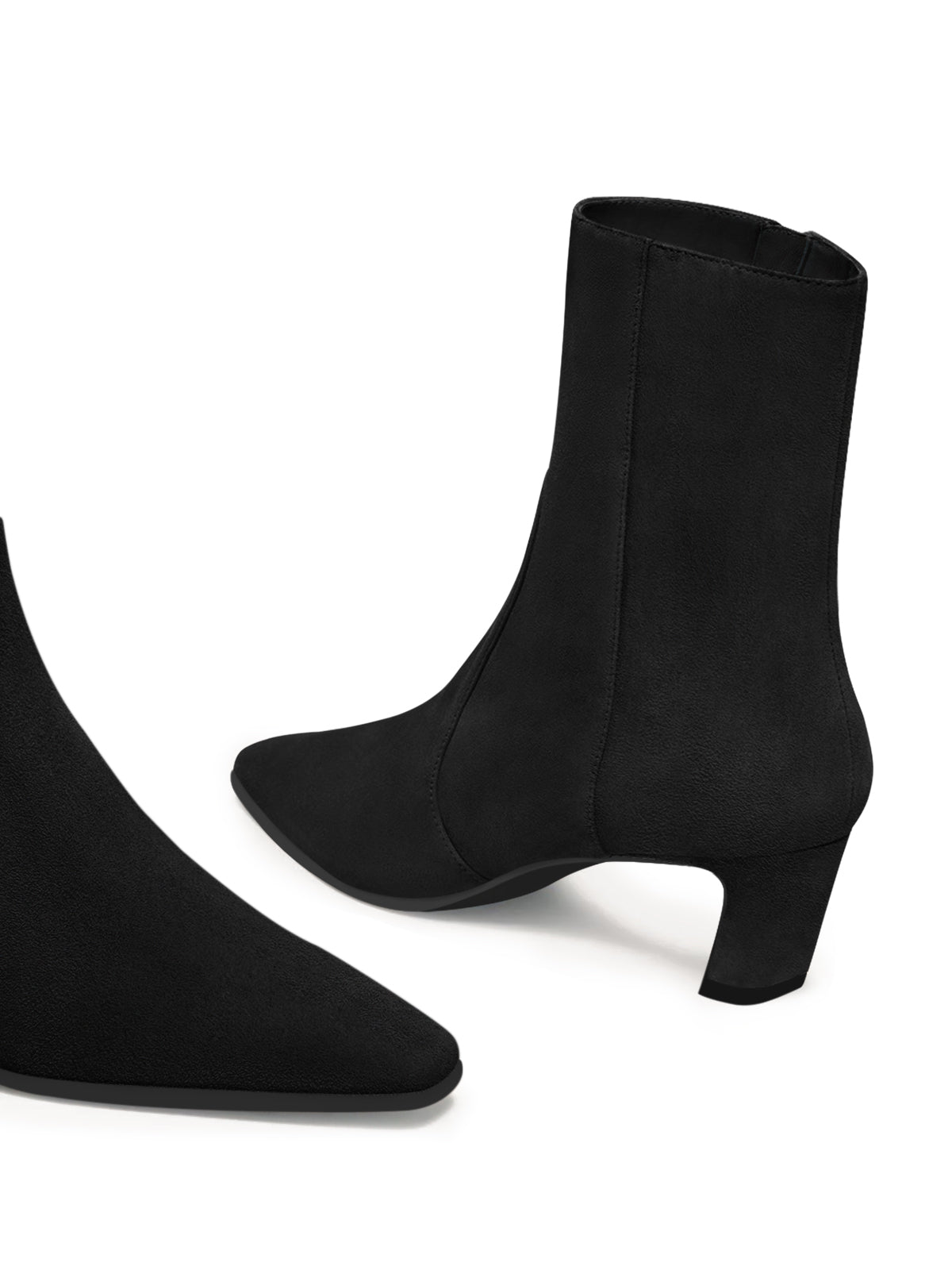 Coutgo Womens Suede Black Square Heel Ankle Booties