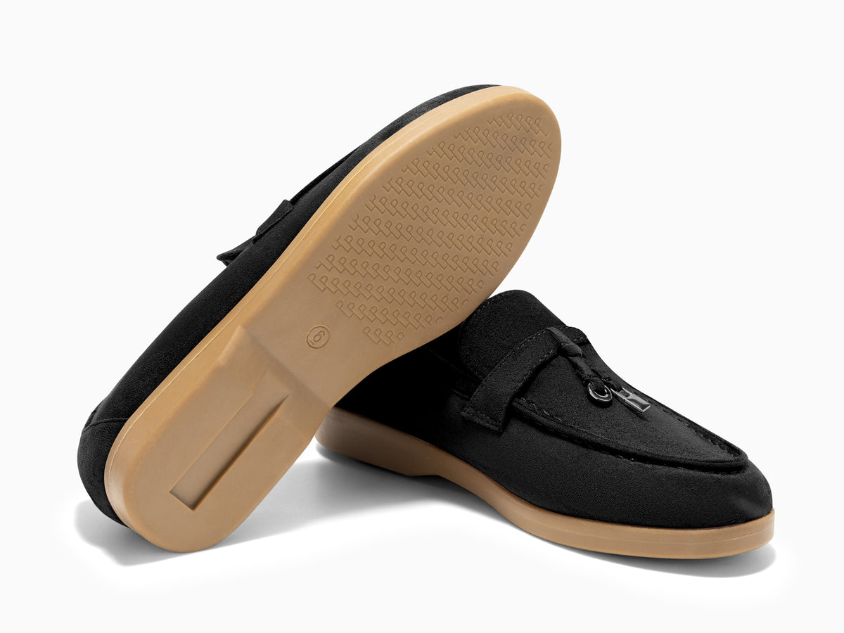 Coutgo Women Black Slip On Moccasin Loafers