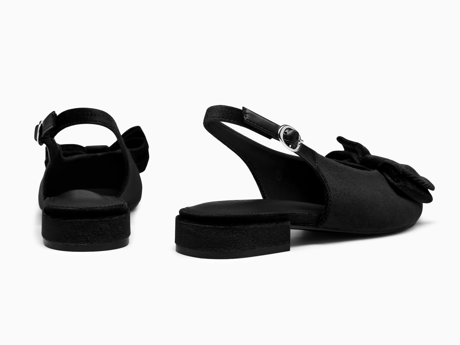 Coutgo Womens Black Pointed Toe Slingback Flats