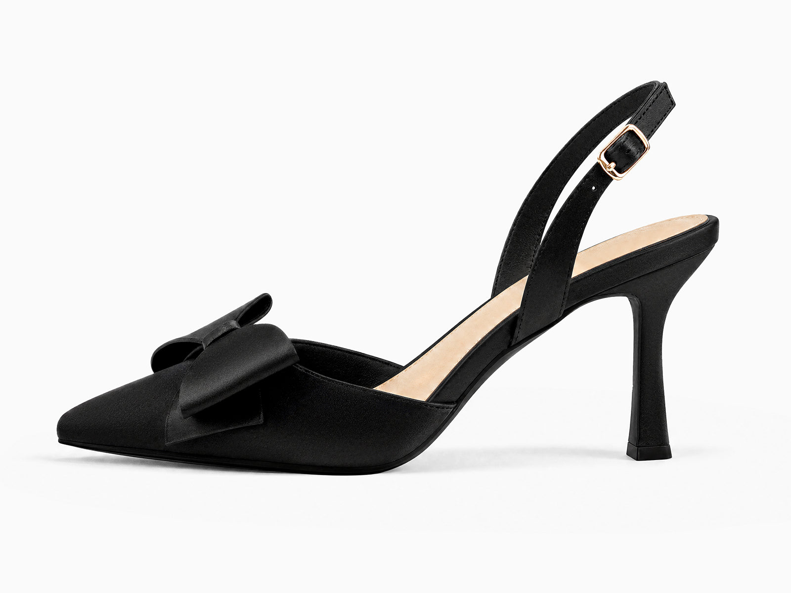 Coutgo Womens Black Slingback Kitten Heels