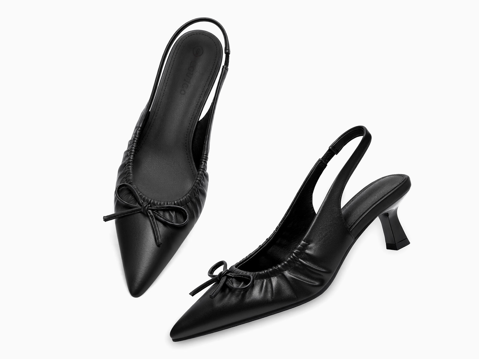 Coutgo Womens Black Slingback Kitten Heels