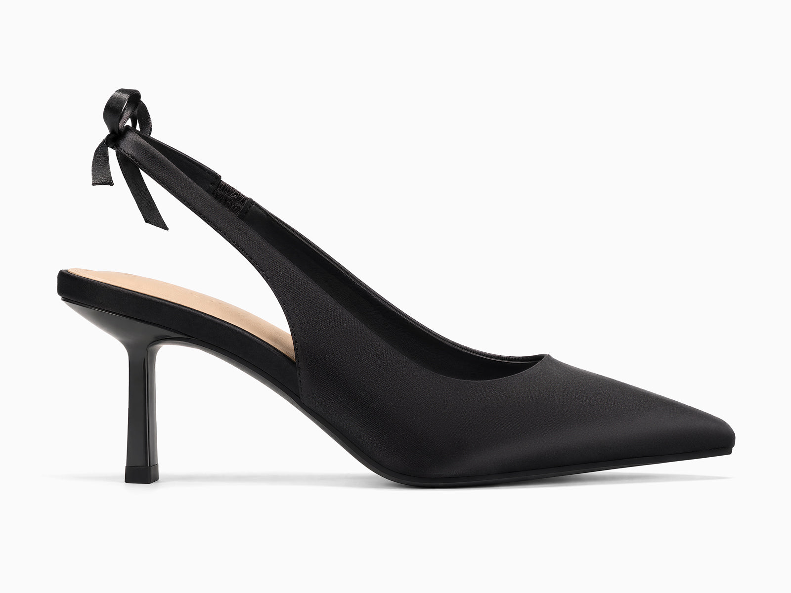 Coutgo Womens Black Slingback Heels with Bow