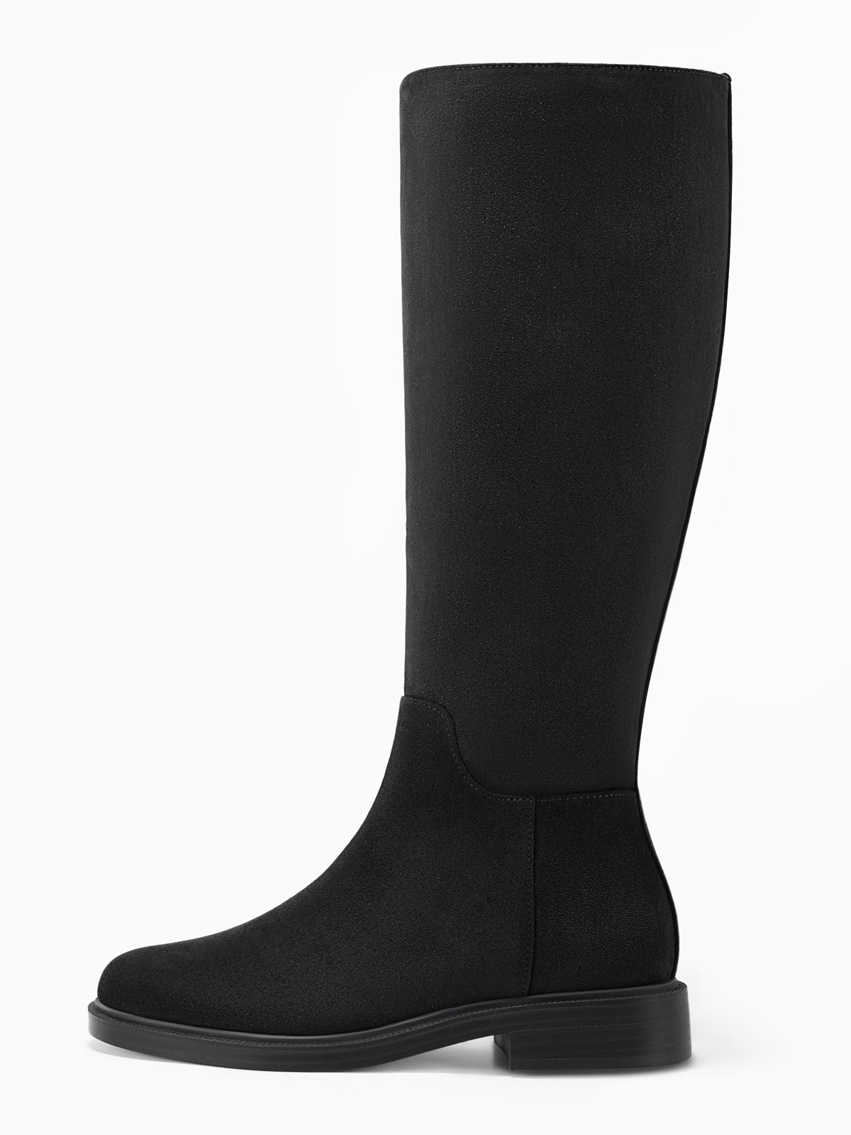 Coutgo Womens Suede Black Knee Boots