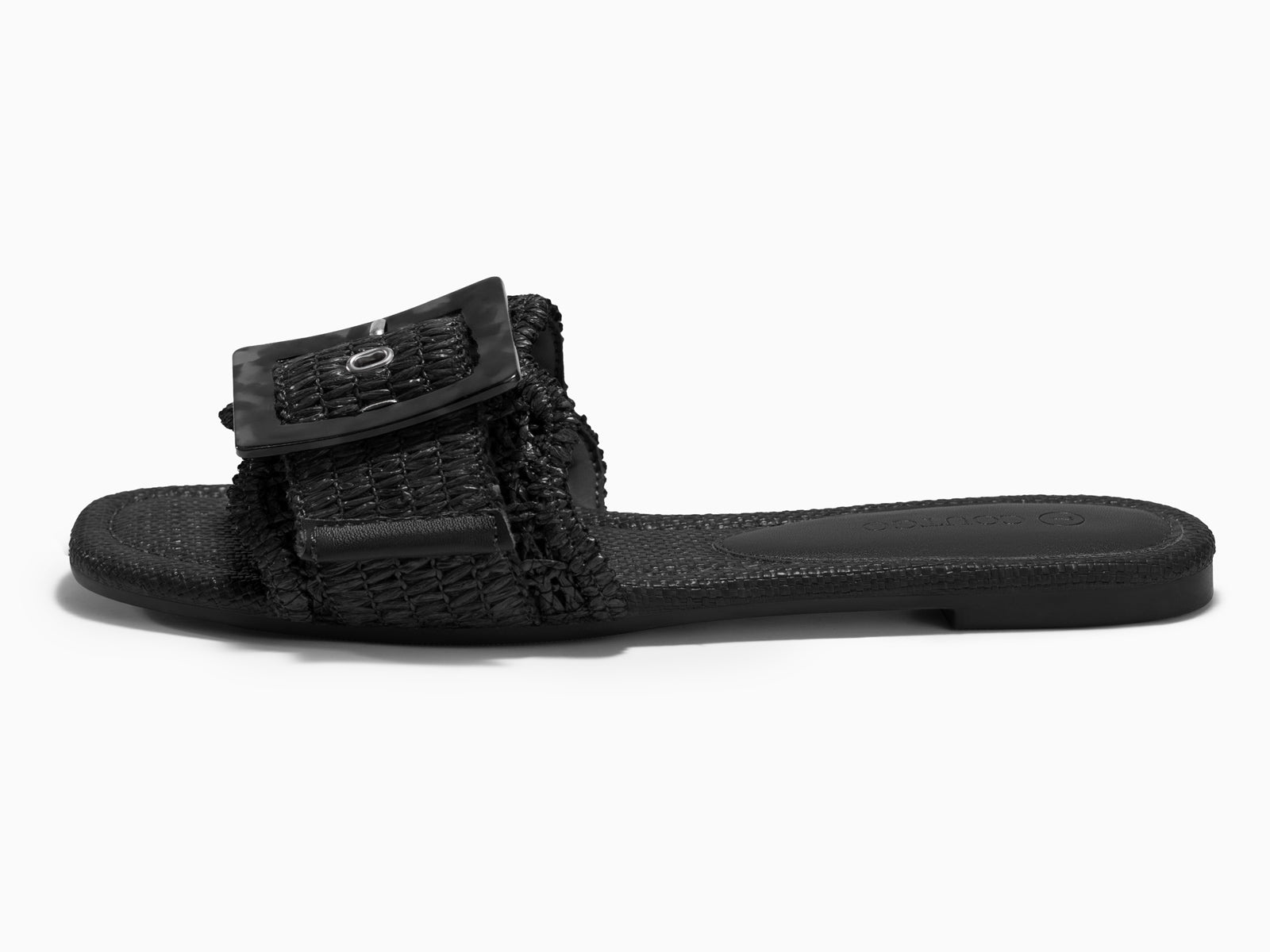 Coutgo Womens Black Flat Sandals