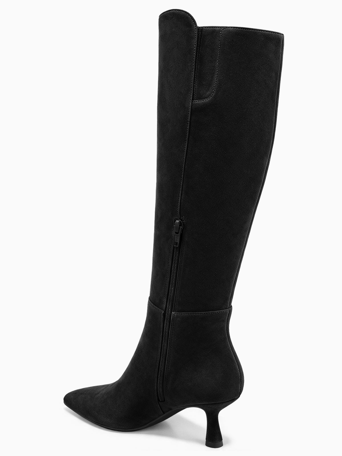 Coutgo Womens Suede Black Kitten Heel Boots
