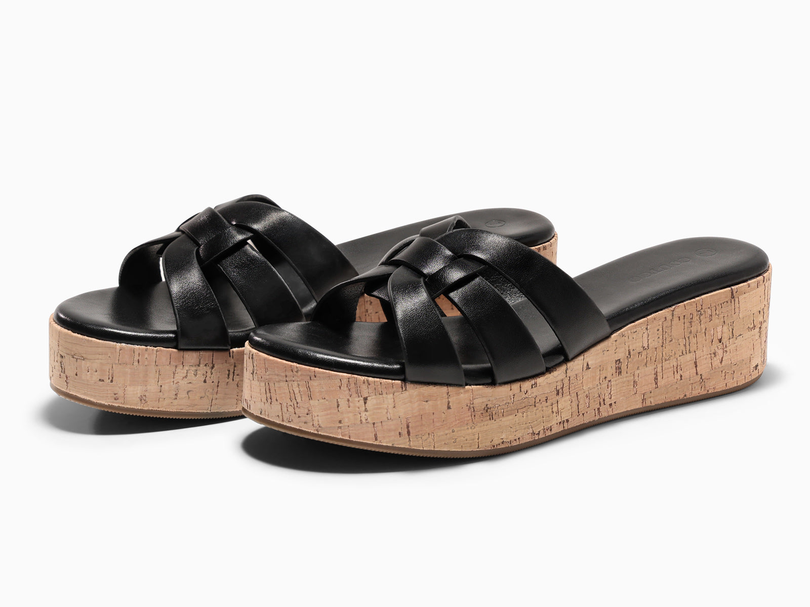 Coutgo Women's Black Platform Wedge Sandals