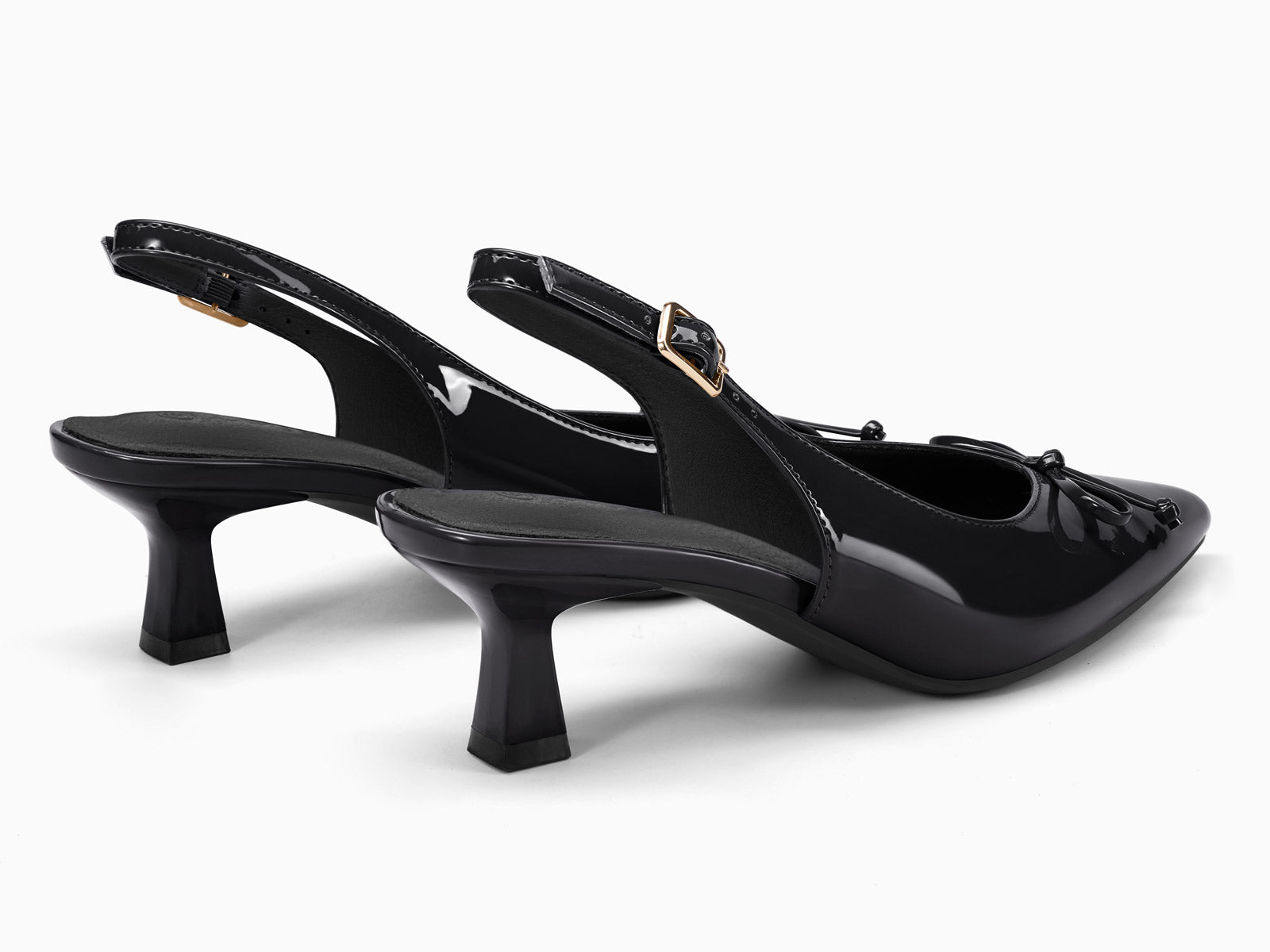 Coutgo Women Black Bow Slingback Pumps