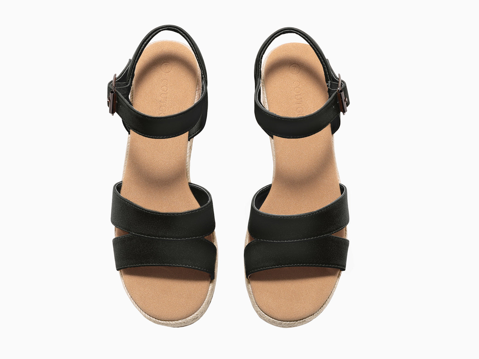Coutgo Womens Black Wedge Platform Sandals