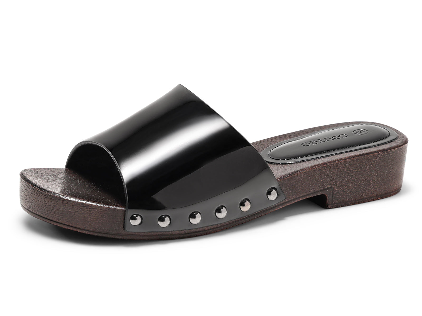 Coutgo Womens Black Platform Chunky Heels Sandals