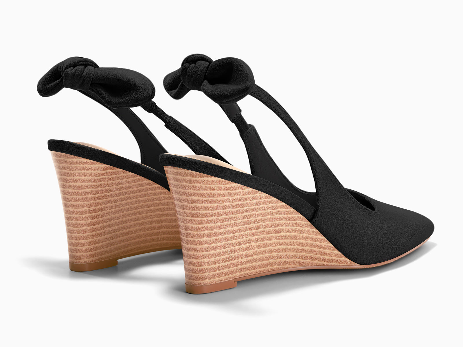 Coutgo Womens Black Suede Wedge Heels