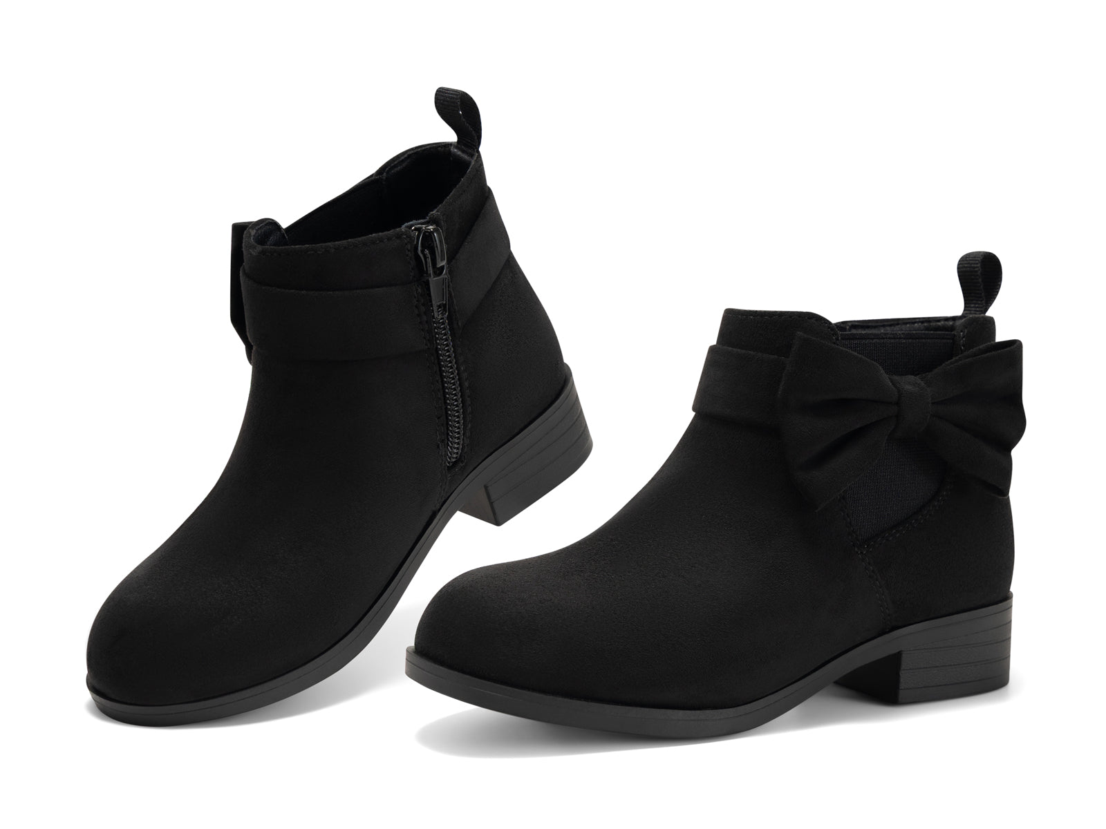 Coutgo Girls Black Bow Suede Ankle Boots