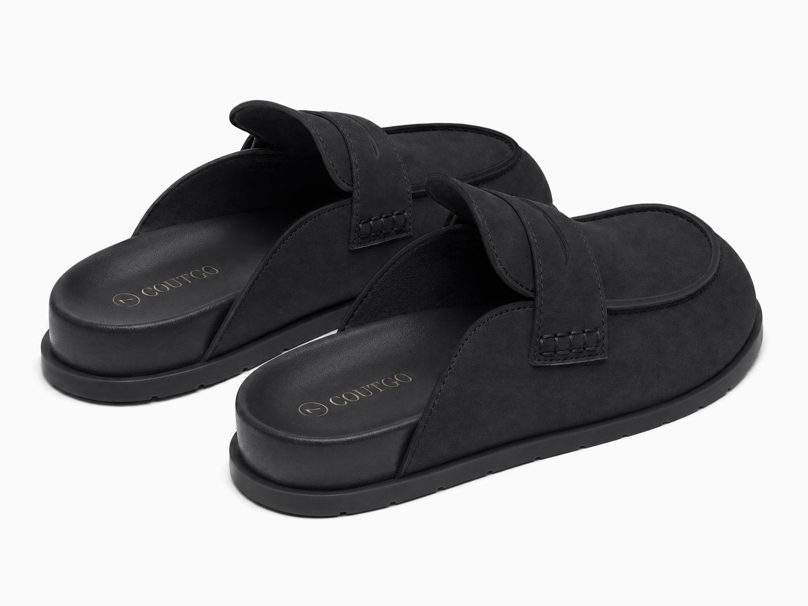 Coutgo Women Black Suede Platform Mules