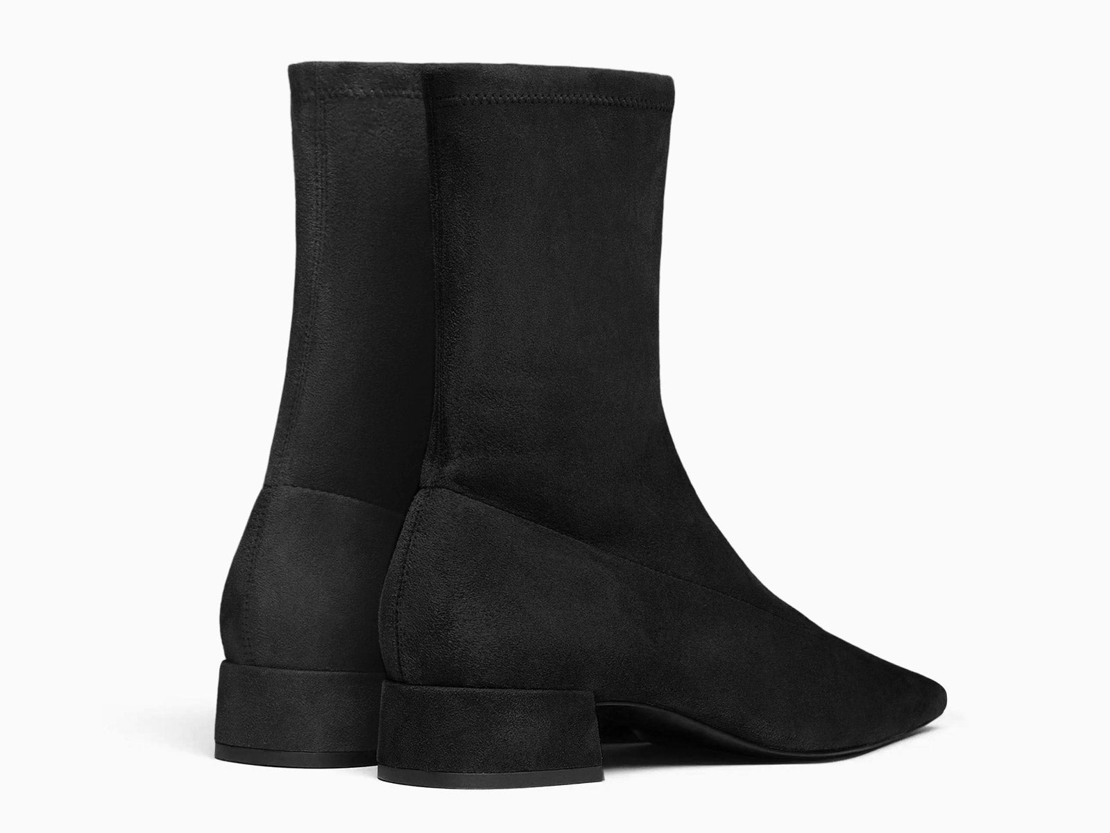 Coutgo Womens Black Suede Square Toe Booties