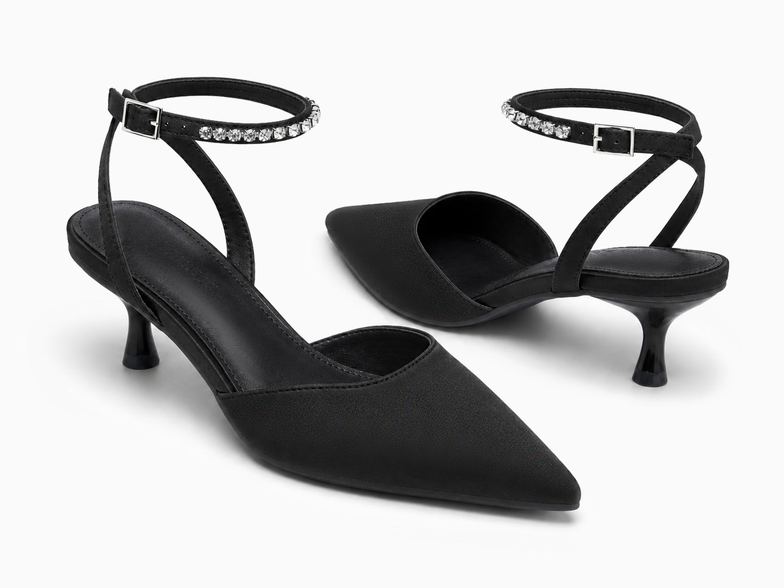 Coutgo Womens Black Low Kitten Heels