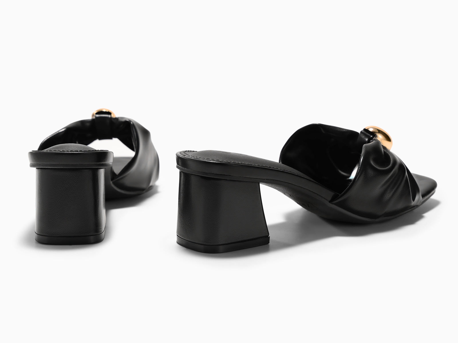 Coutgo Womens Black Low Heels Sandals