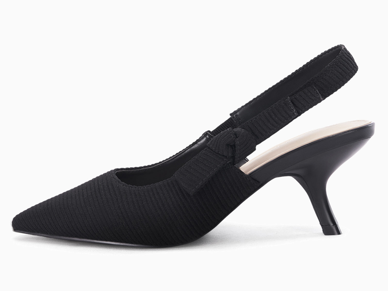 Coutgo Womens Black Slingback Kitten Heels