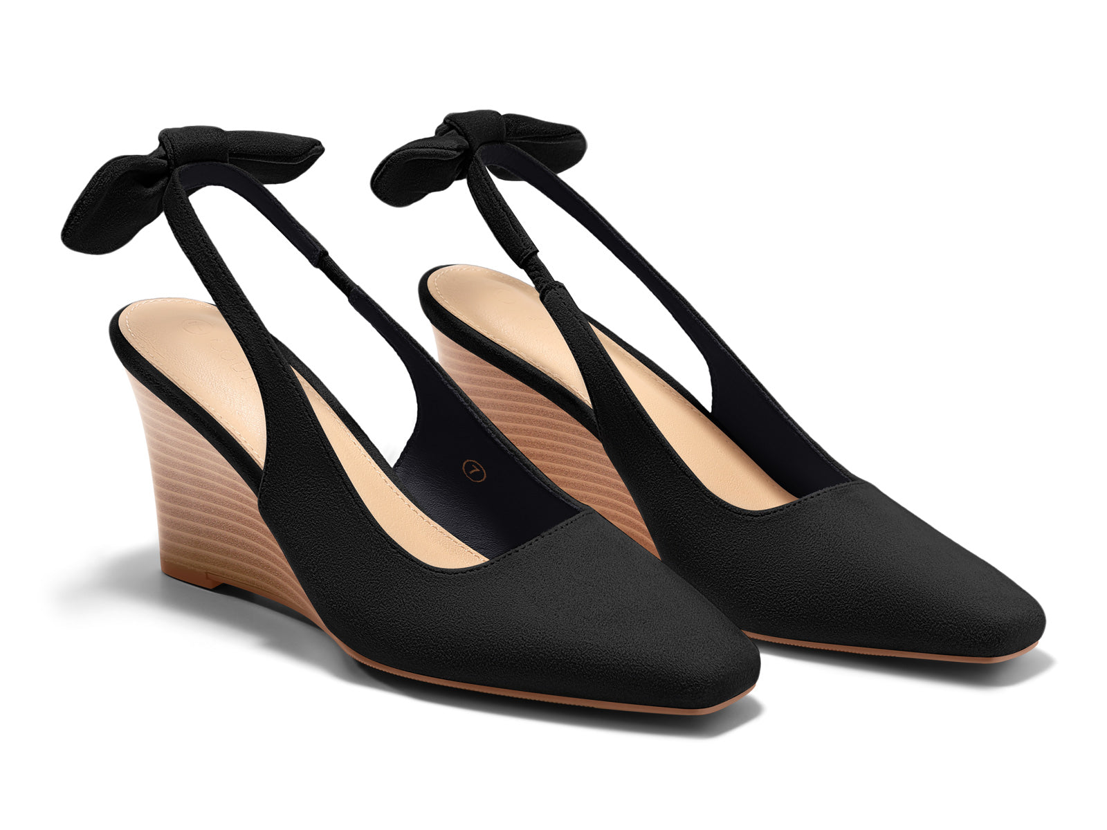 Coutgo Womens Black Suede Wedge Heels