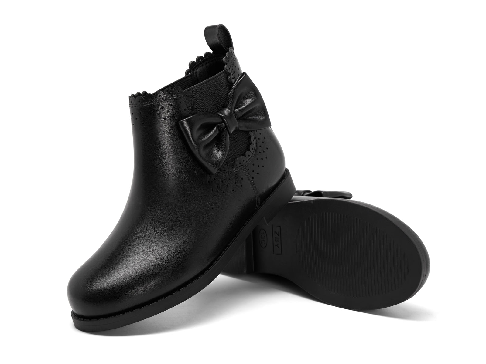 Coutgo Girl PU Black Bow Chelsea Ankle Boots