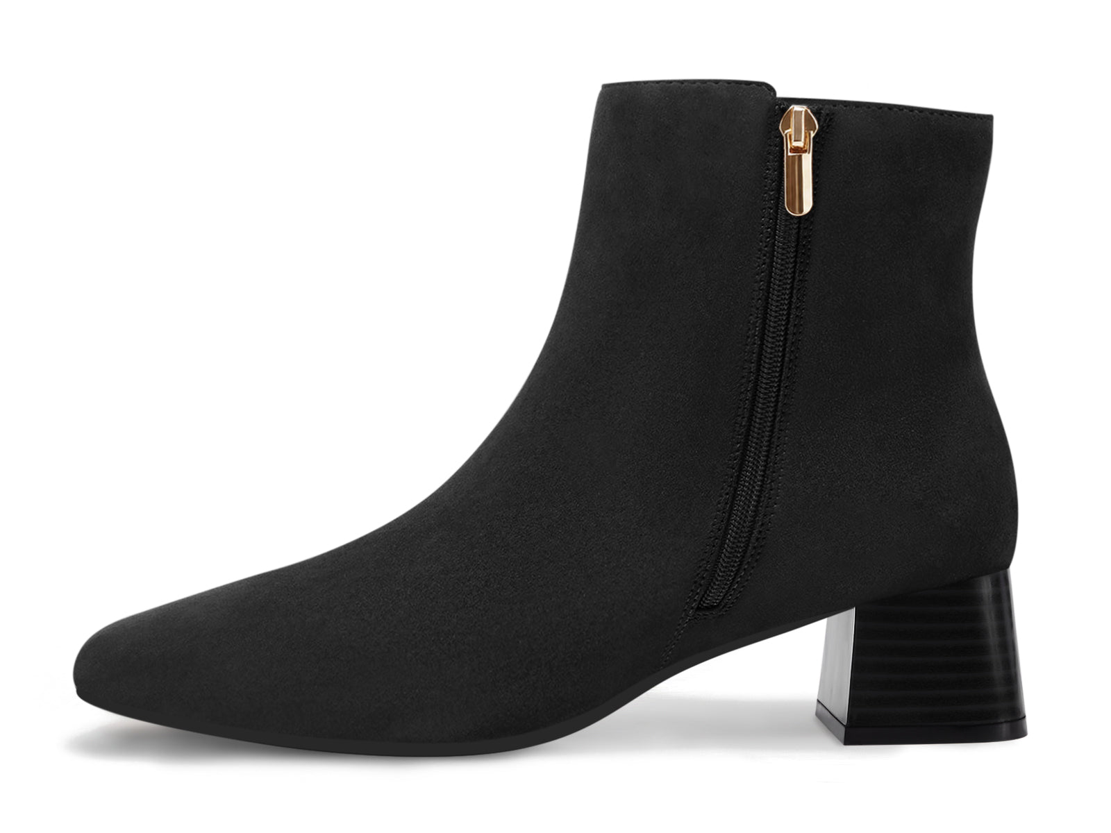 Coutgo Womens Black Square Toe Booties