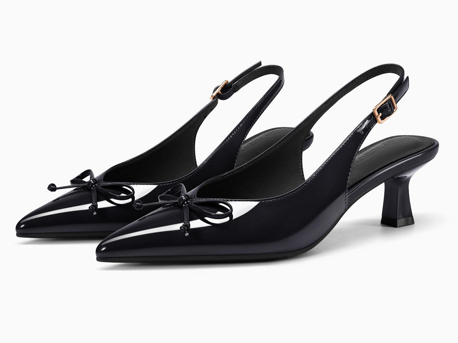 Coutgo Women Black Bow Slingback Pumps
