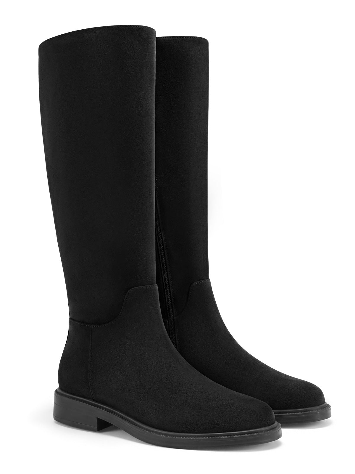 Coutgo Womens Suede Black Knee Boots