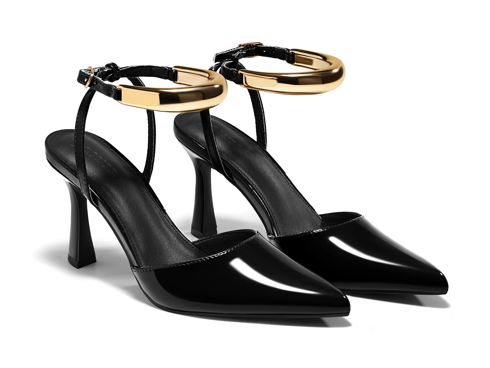 Coutgo Womens Black Strappy High Heels