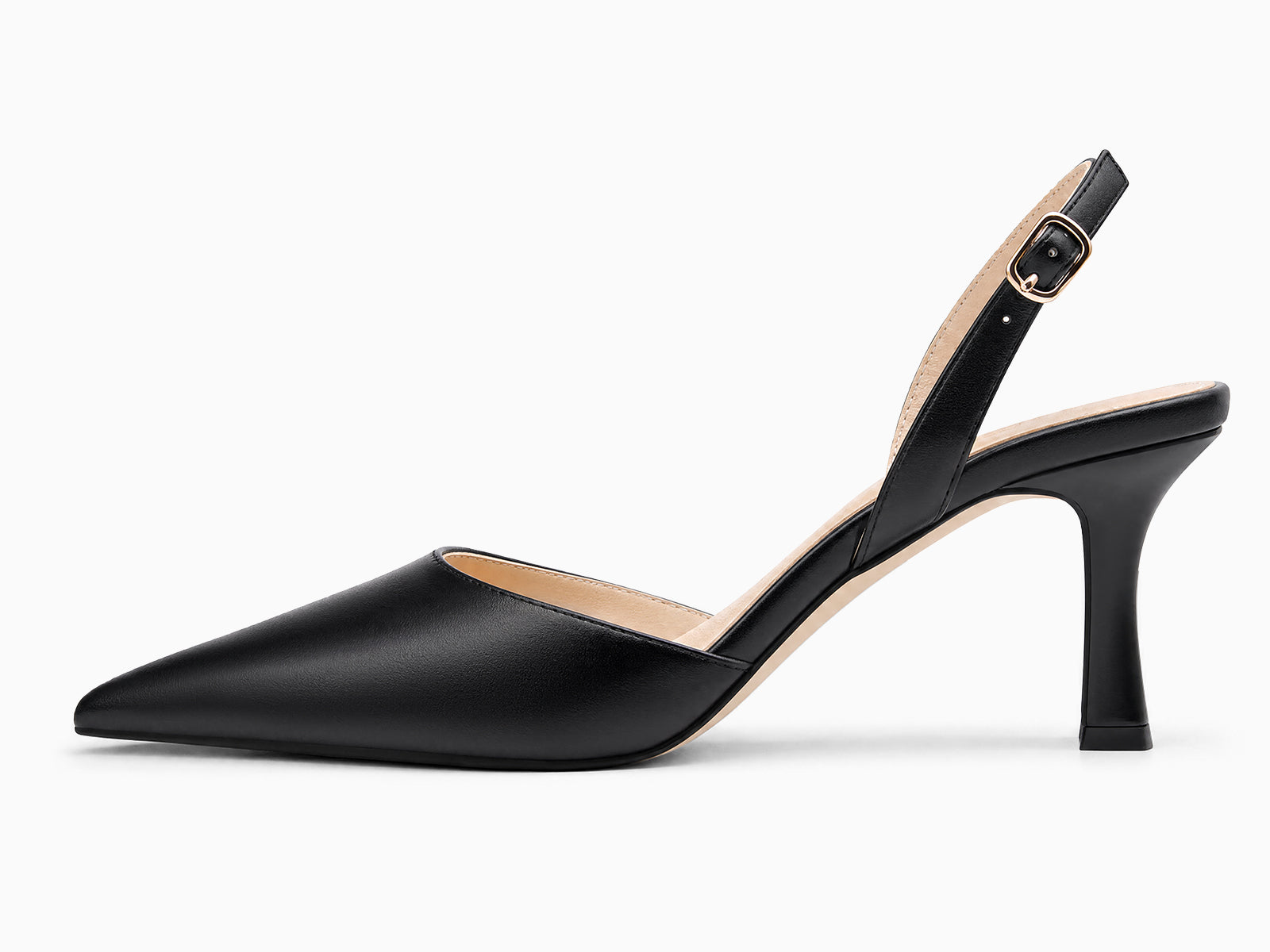 Coutgo Womens Cool Black Slingback Kitten Heels
