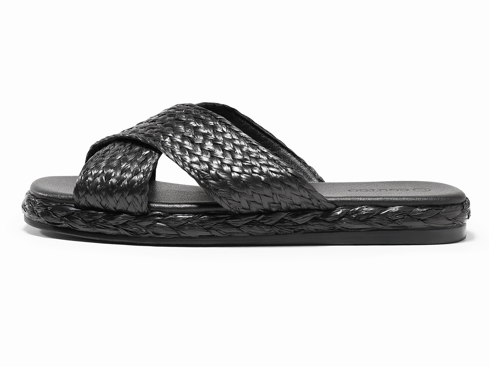Coutgo Womens Black Flat Sandals
