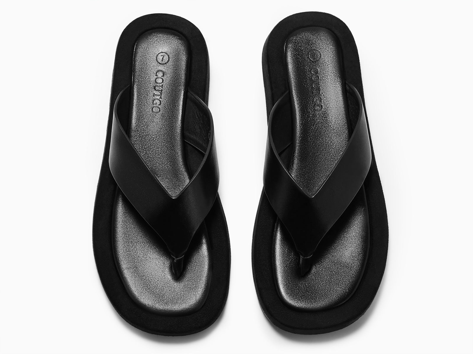 Coutgo Womens Black Platform Flip Flops Sandals