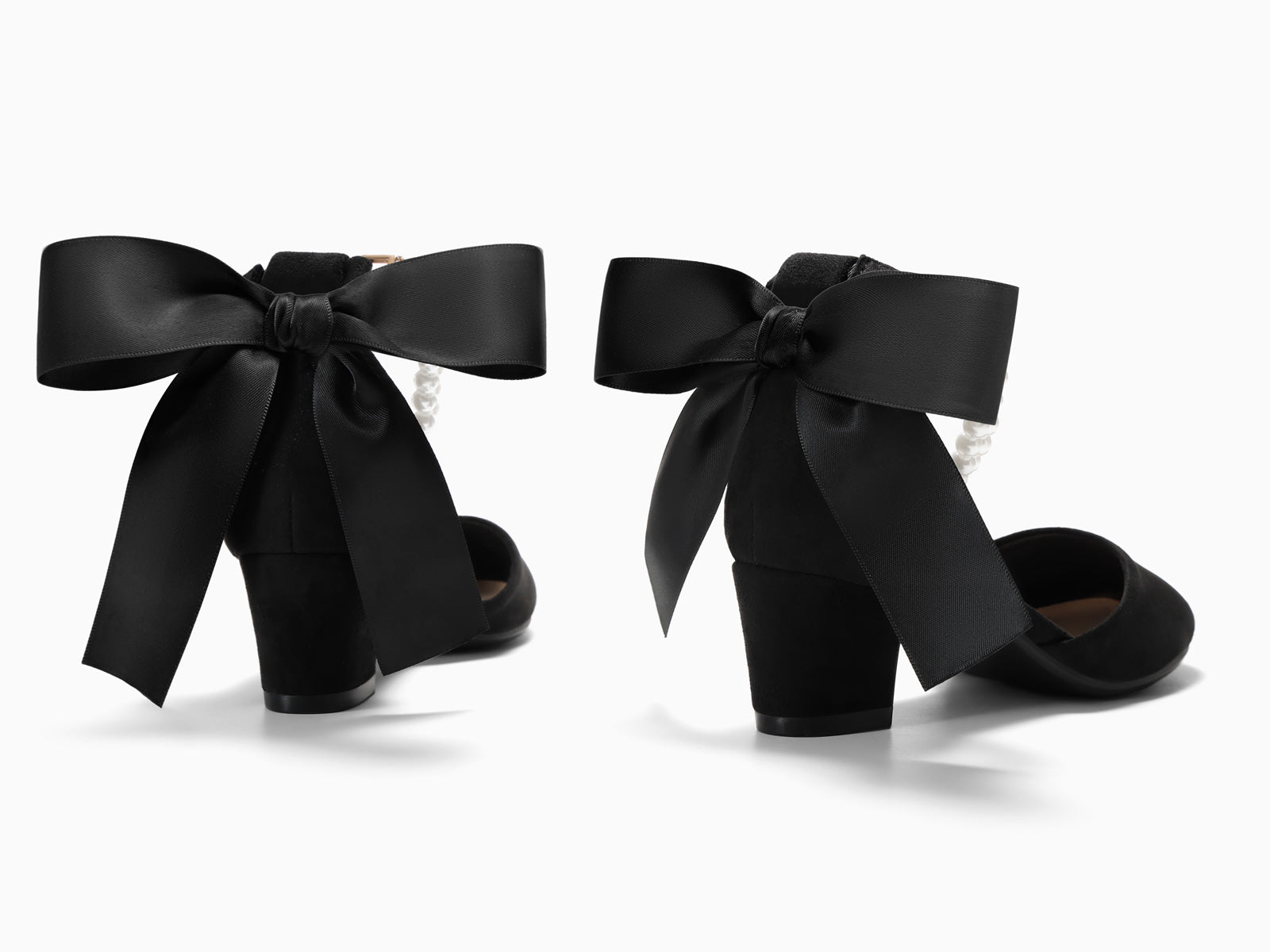 Coutgo Girls Black Suede Bow Pumps