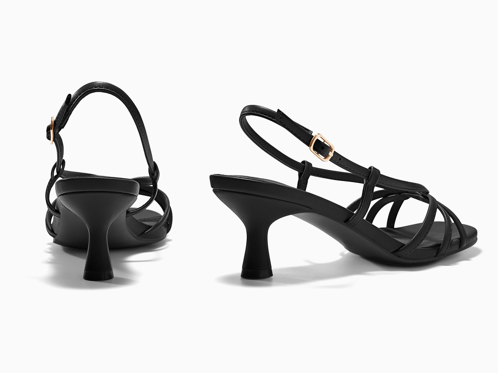 Coutgo Women’s Black Strappy Sandals Slingback Kitten